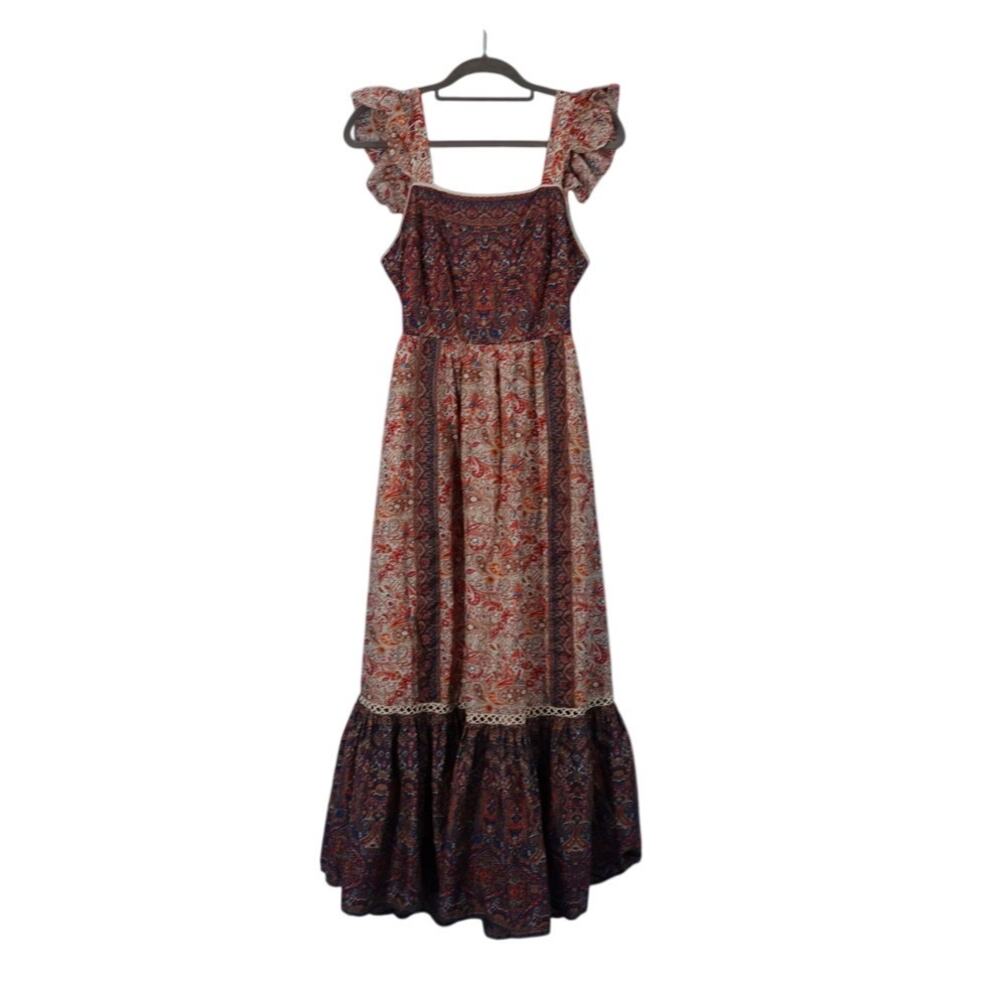 Haute Hippe Size 6 Boho Midi Cotton Dress